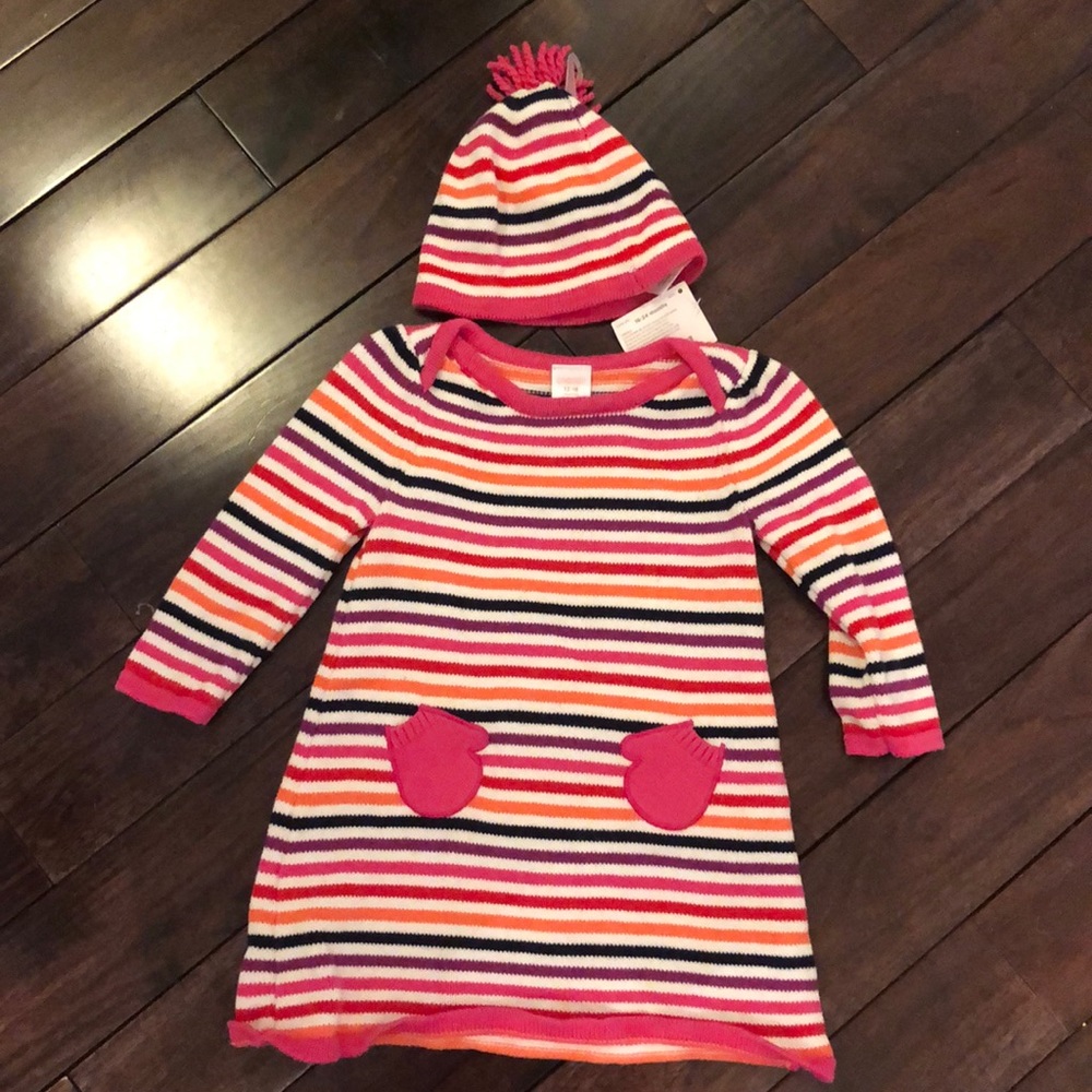 Gymboree sweater dress with matching hat